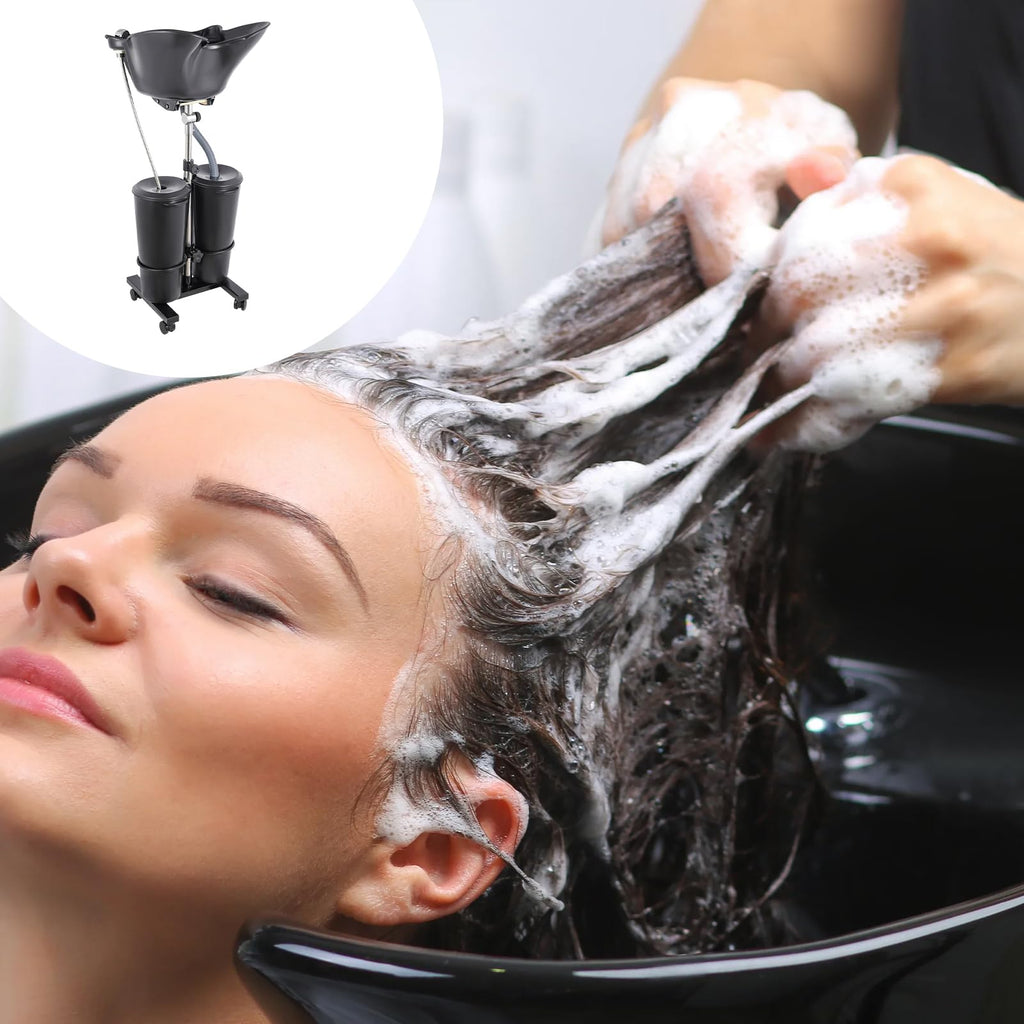 Portable Shampoo Bowl with Electric Pump, 2 Bucket Height Adjustable H504968