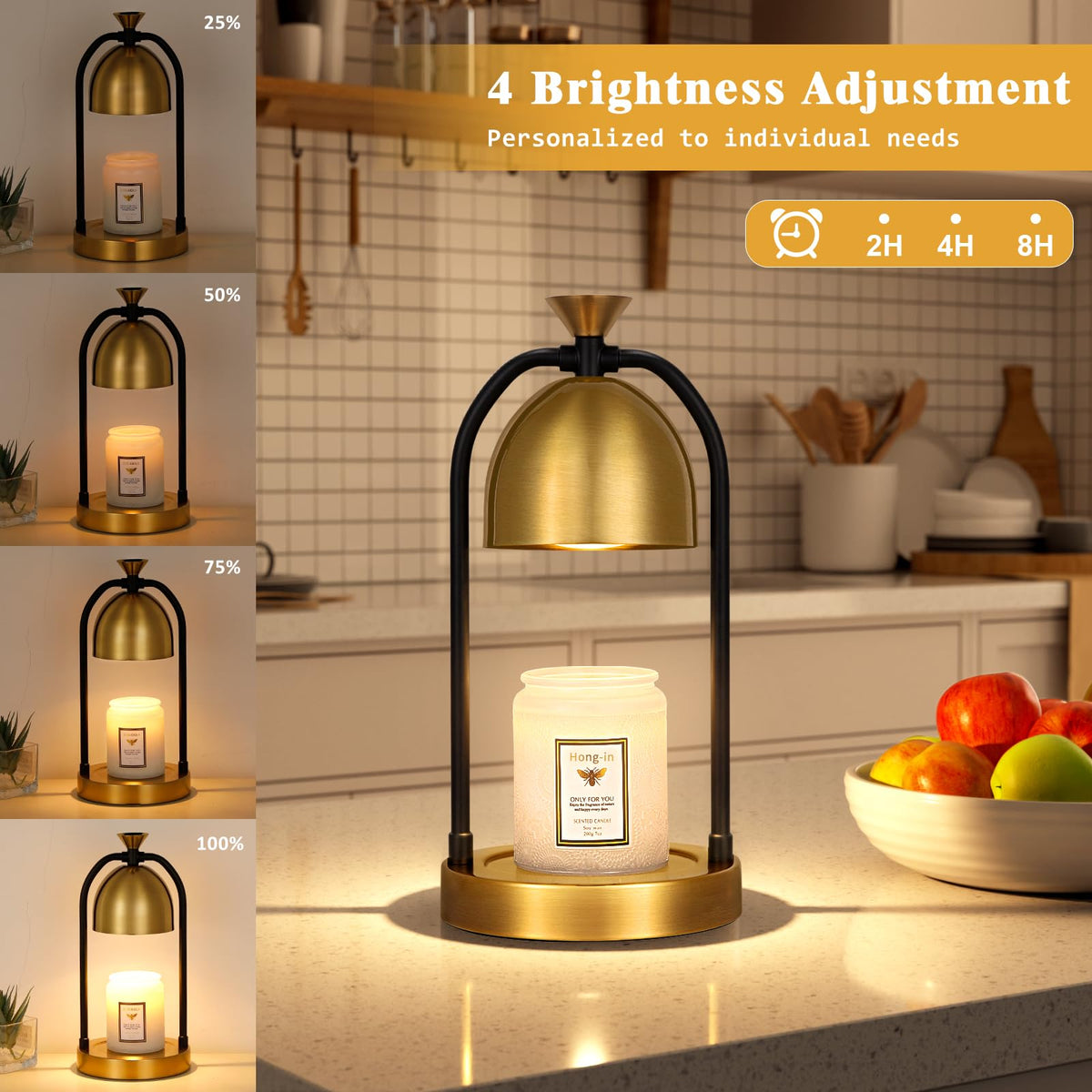 Gold Candle Warmer Lamp with Timer M950562