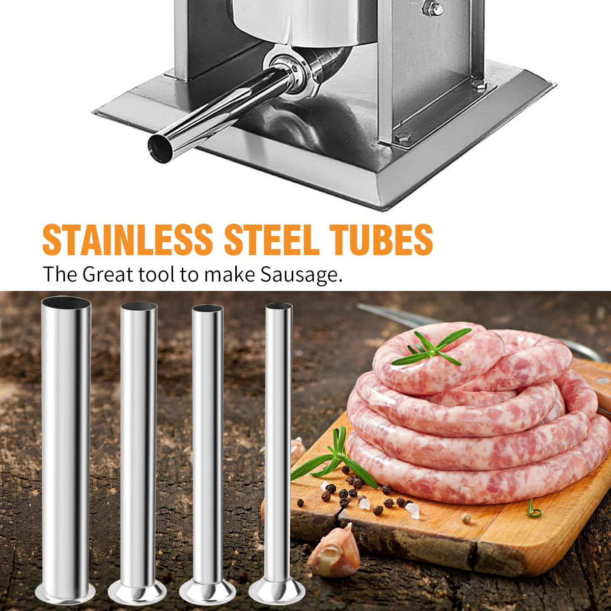 Stainless Steel Sausage Stuffer with 4 Nozzles W963