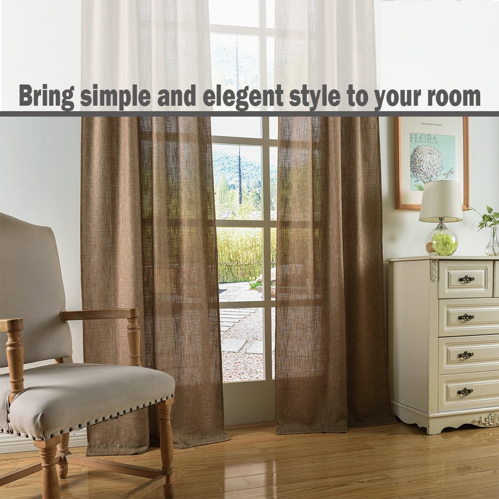 Soft Burlap Natural Tan Rod Pocket Window Curtain Panel 37" x 84" P95642