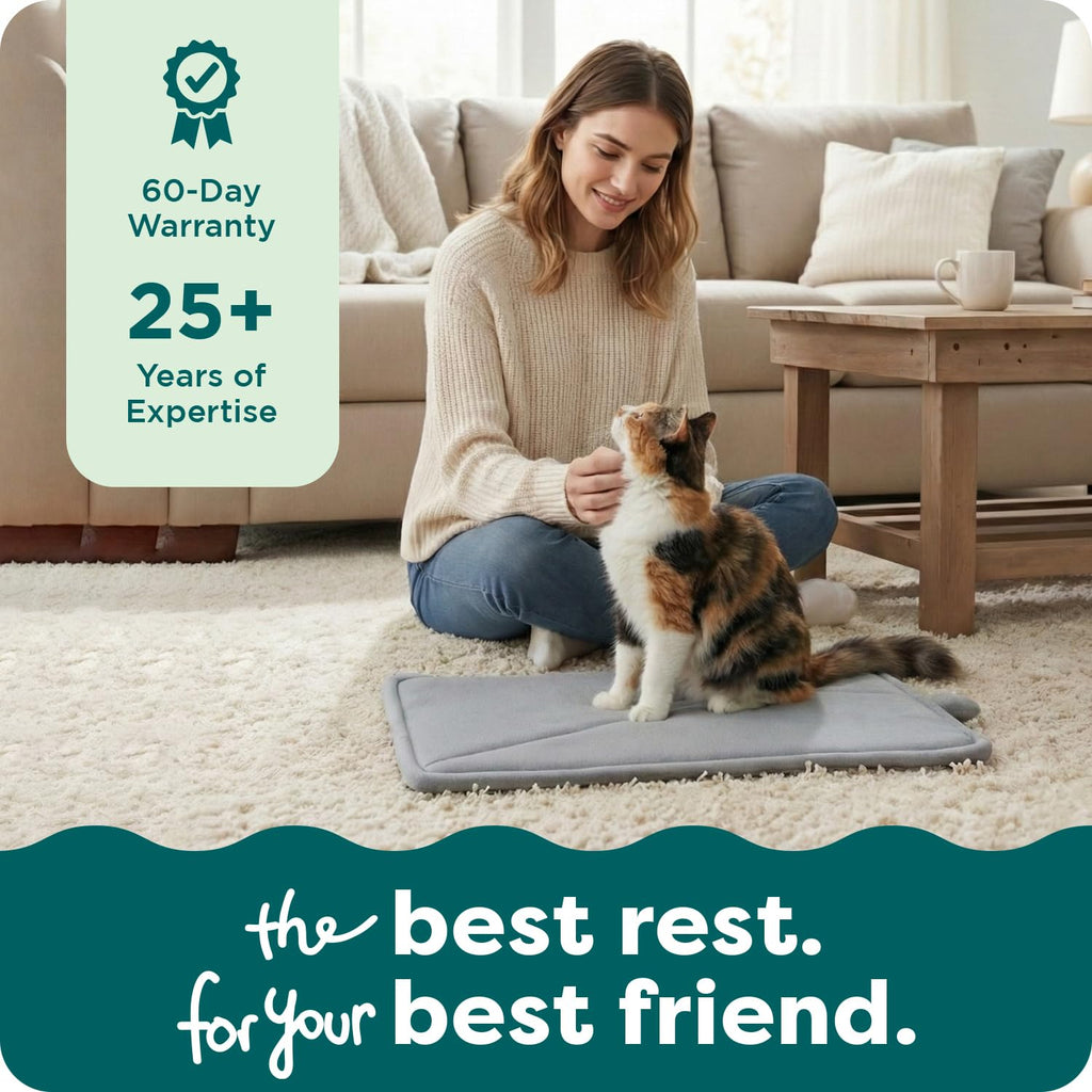 Self Warming Cat Mat Dog Bed Machine Washable Small Plush Faux Fur Gray K89274