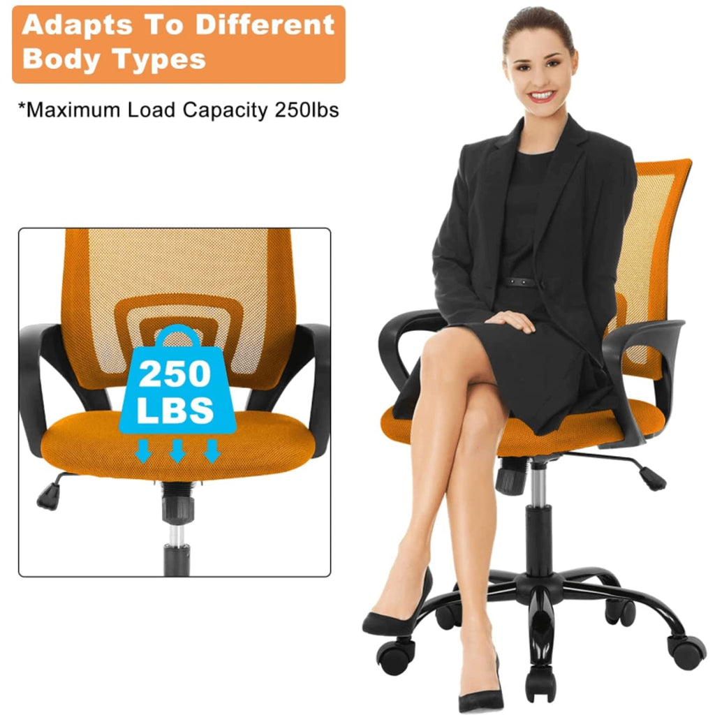 Orange Mesh Ergonomic Desk Chair with Lumbar Support A2185