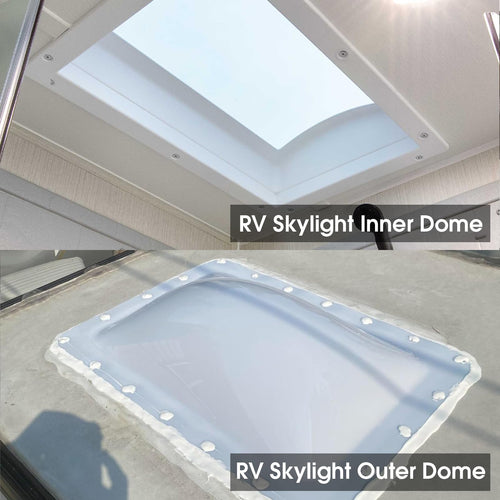 18" x 26" RV Shower Skylight Cover Outer Dome with Inner Dome and Sealant, White A757