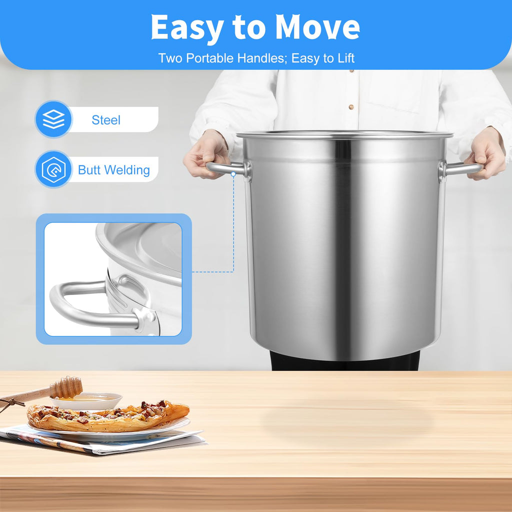 30 QT Stainless Steel Stock Pot with Lid Y244