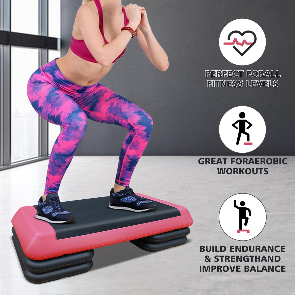 28.5'' Adjustable Aerobic Step Platform with 4 Stackable Risers G545331
