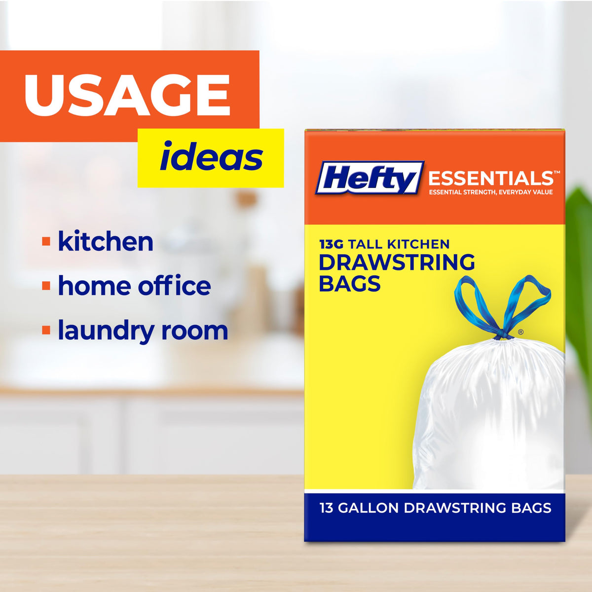 13 Gallon White Unscented Trash Bags 45ct K44175