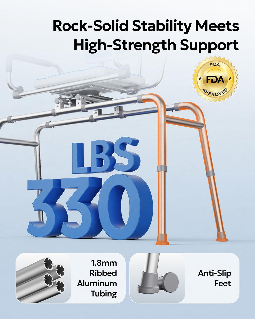 Sliding Shower Chair with 360° Swivel Seat B265