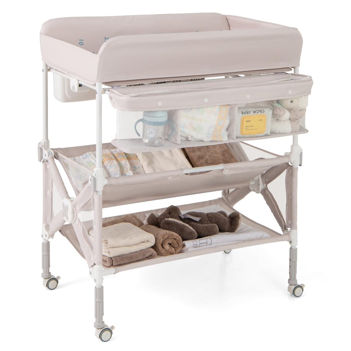 Portable Foldable Baby Changing Table with Wheels O35654