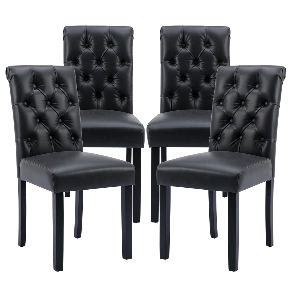 Black Set of 4 PU Leather Tufted Dining Chairs Y519