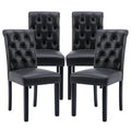 Black Set of 4 PU Leather Tufted Dining Chairs Y519