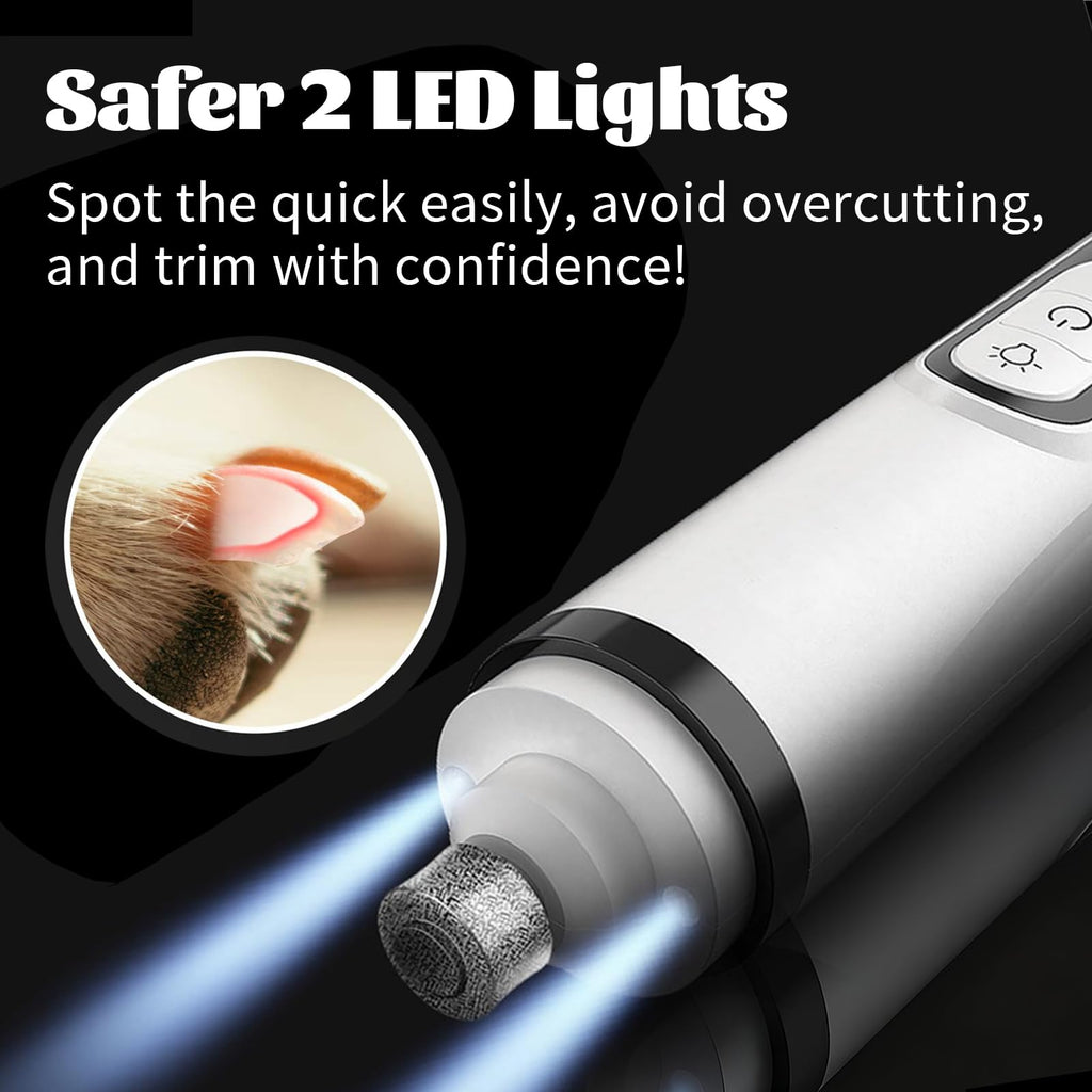 Quiet Dog Nail Grinder with 2 LED Light & 3-Speed D601