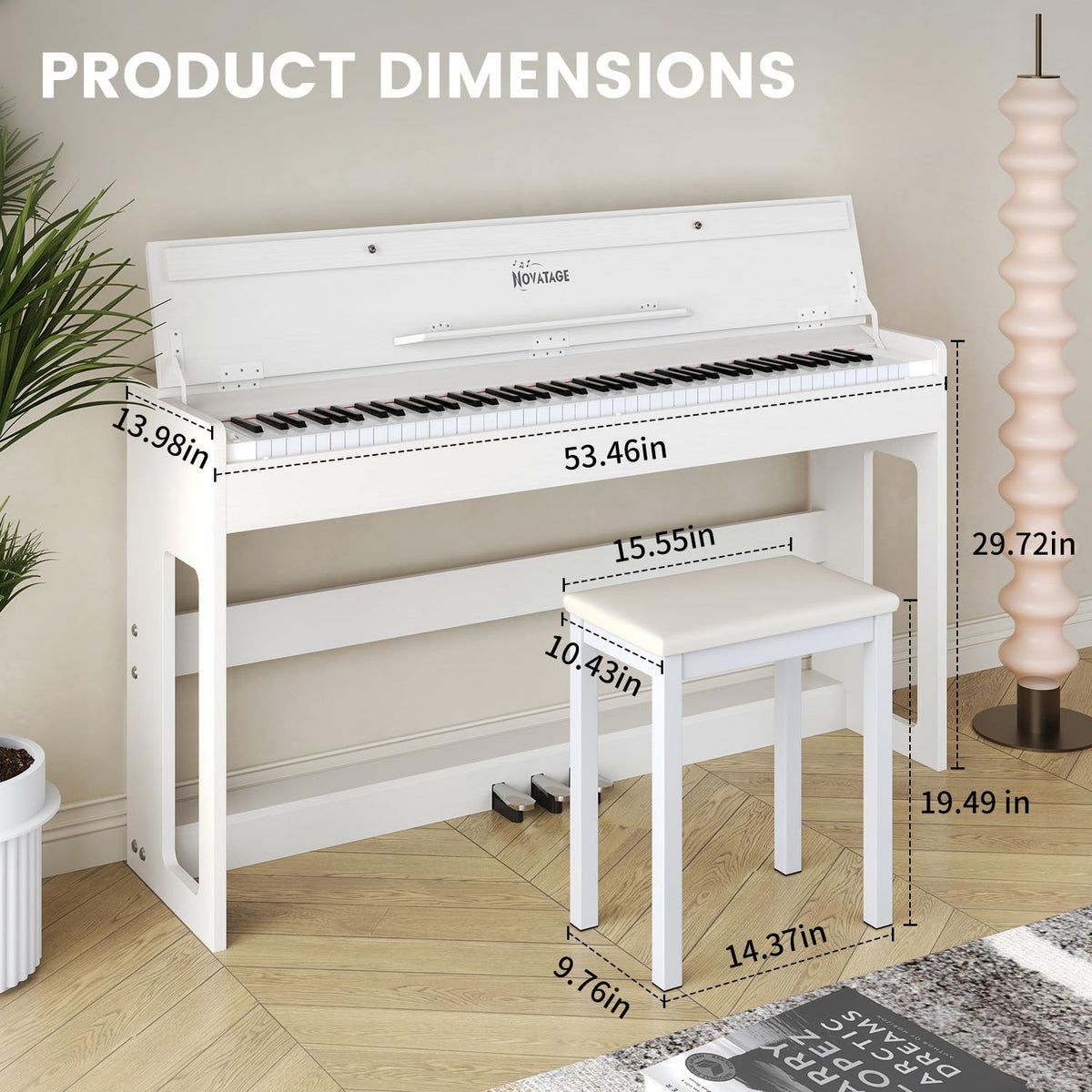 88-Key Weighted Hammer Action Piano Keyboard with Bench M696