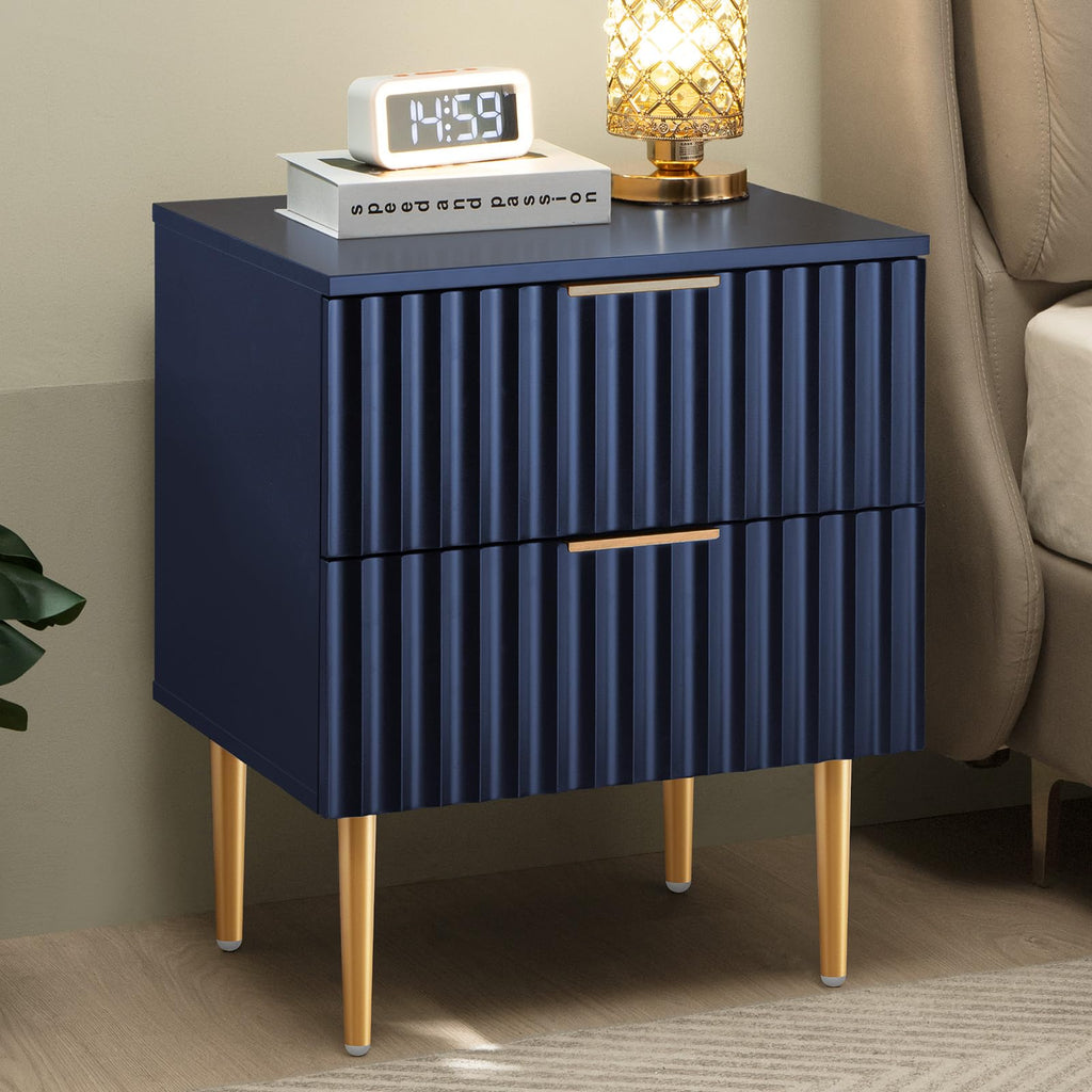 Glossy Nightstand Set of 2 with Drawers H2075