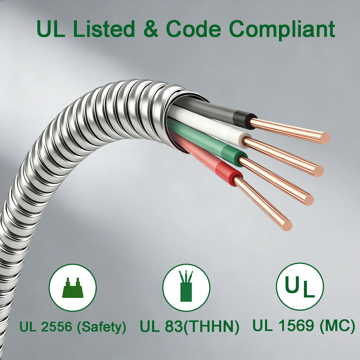 10 AWG Metal Clad Cable with Ground 50FT J56819