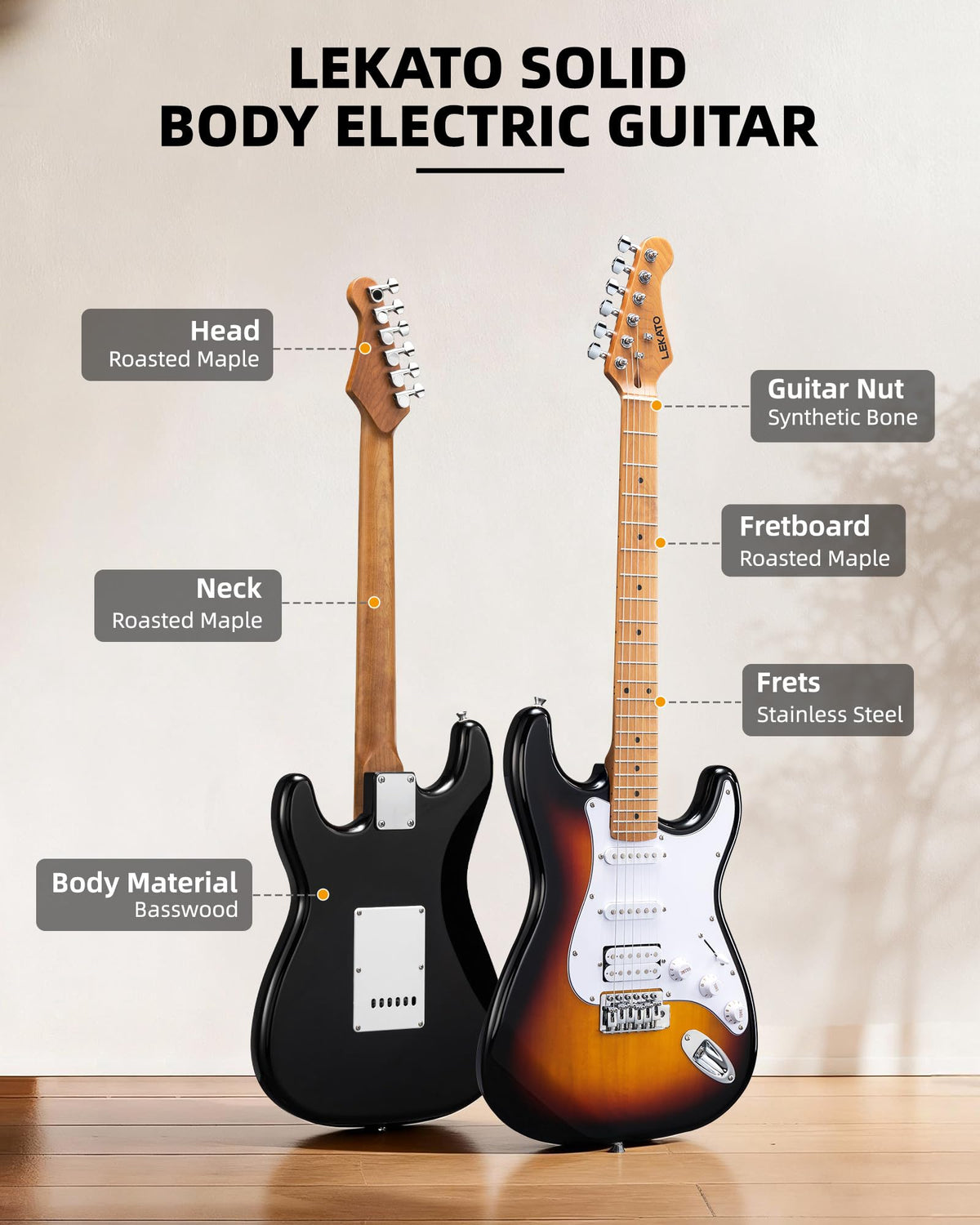39 Inch HSS Electric Guitar Kit with 5W Mini Amp and Bag N289