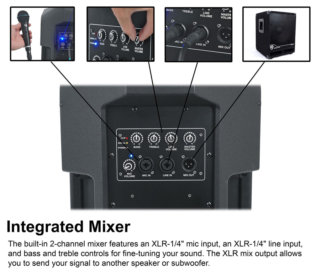 12" Active Powered Speaker with 2-Channel Mixer, 2-Pack C956769