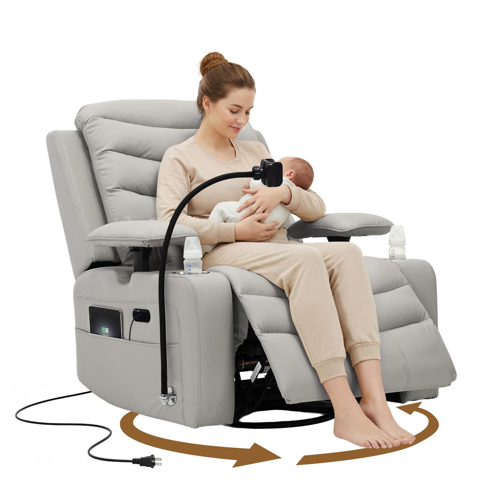 Grey Swivel Rocking Recliner D9637