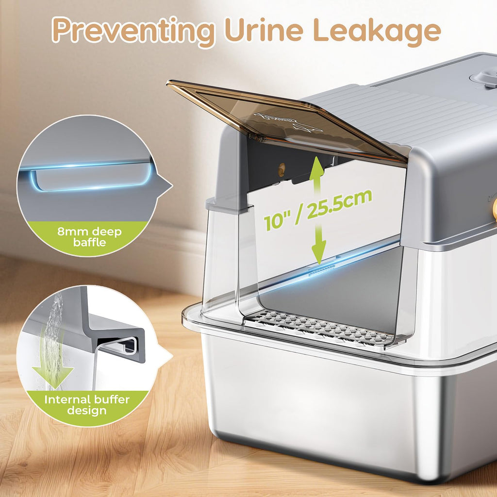 Stainless Steel Litter Box with Lid O2367