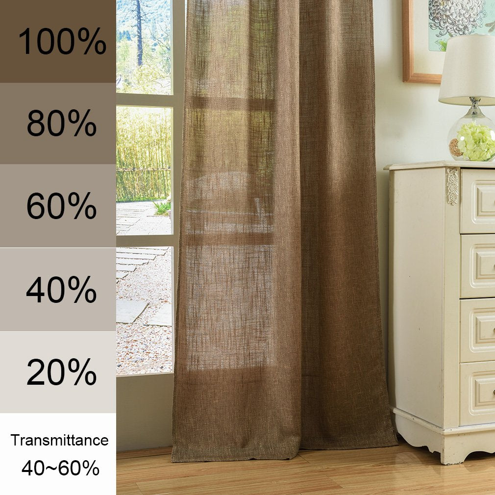 Soft Burlap Natural Tan Rod Pocket Window Curtain Panel 37" x 84" P95642