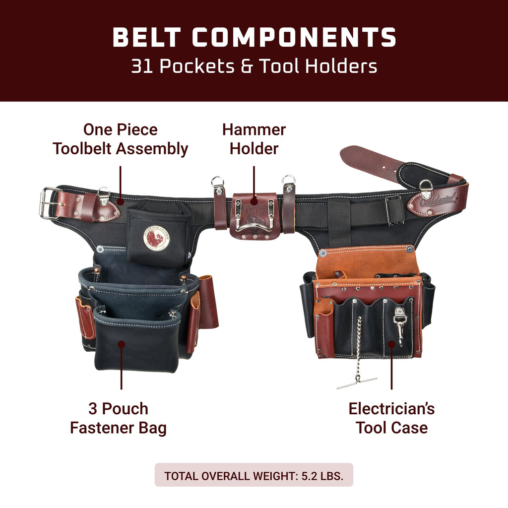 Leather Electrician Tool Set with 31 Pockets Q723