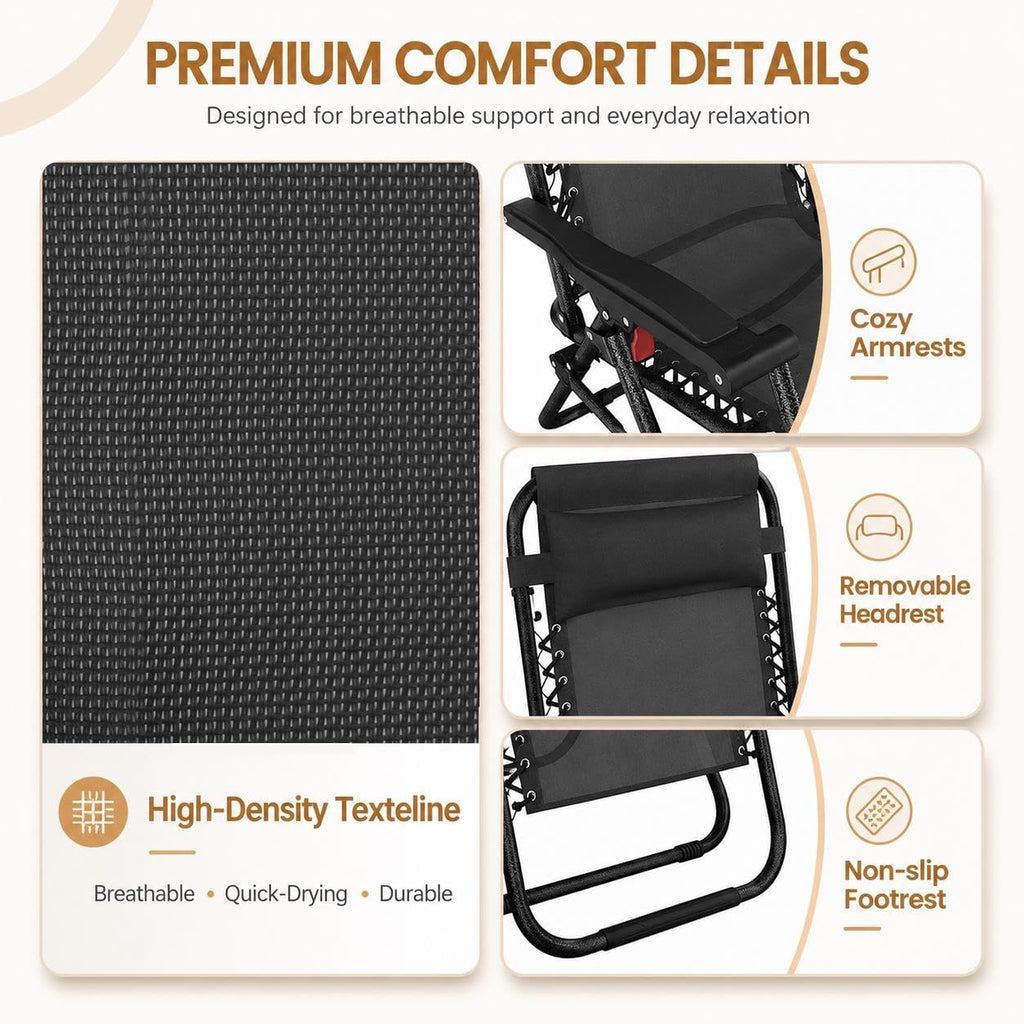 26" Zero Gravity Recliners Set of 2 Dark Black P32050