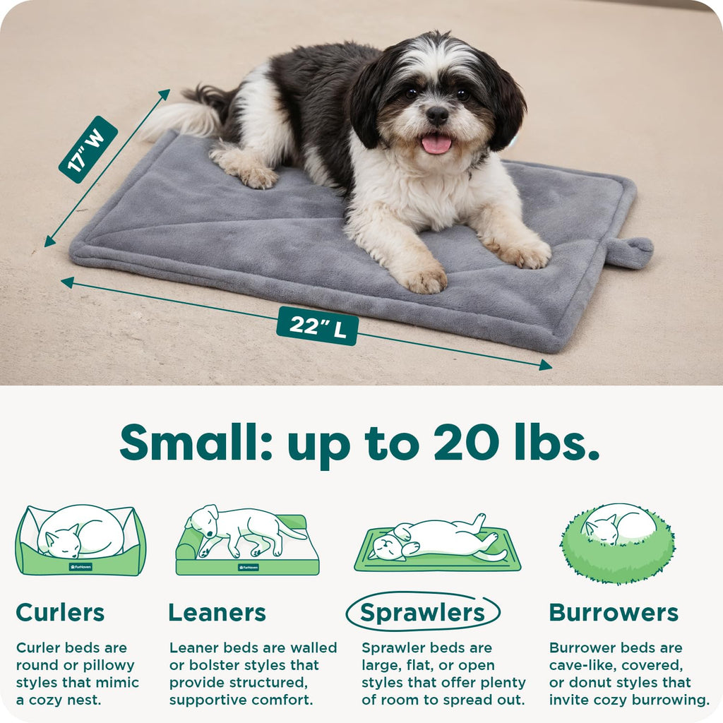 Self Warming Cat Mat Dog Bed Machine Washable Small Plush Faux Fur Gray K89274