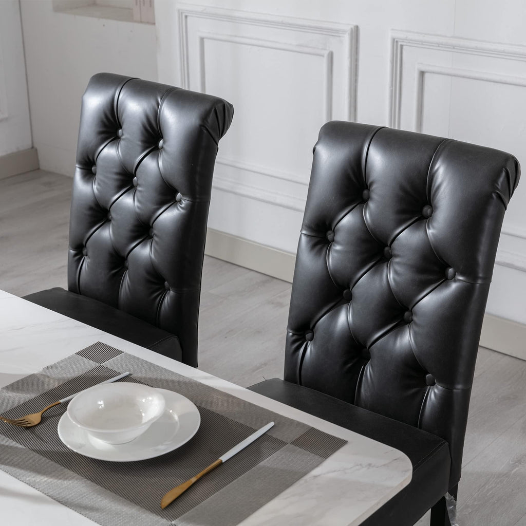 Black Set of 4 PU Leather Tufted Dining Chairs Y519