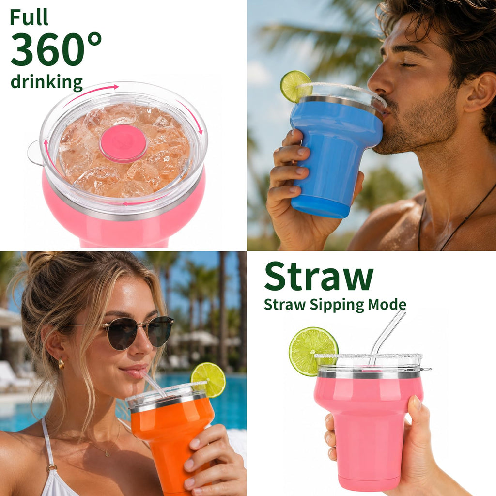 16oz Insulated Tumbler with Lid & Straws Y578