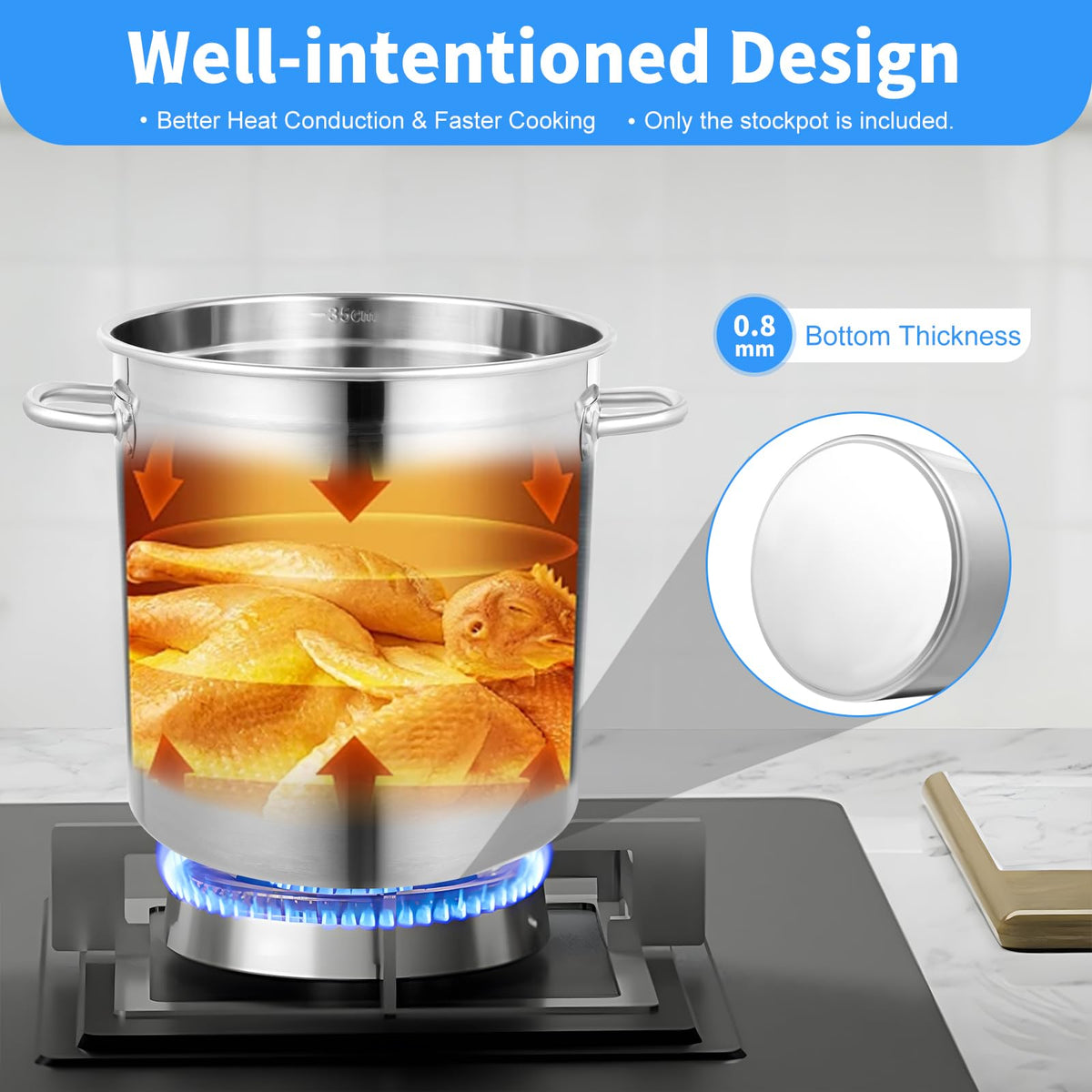30 QT Stainless Steel Stock Pot with Lid Y244