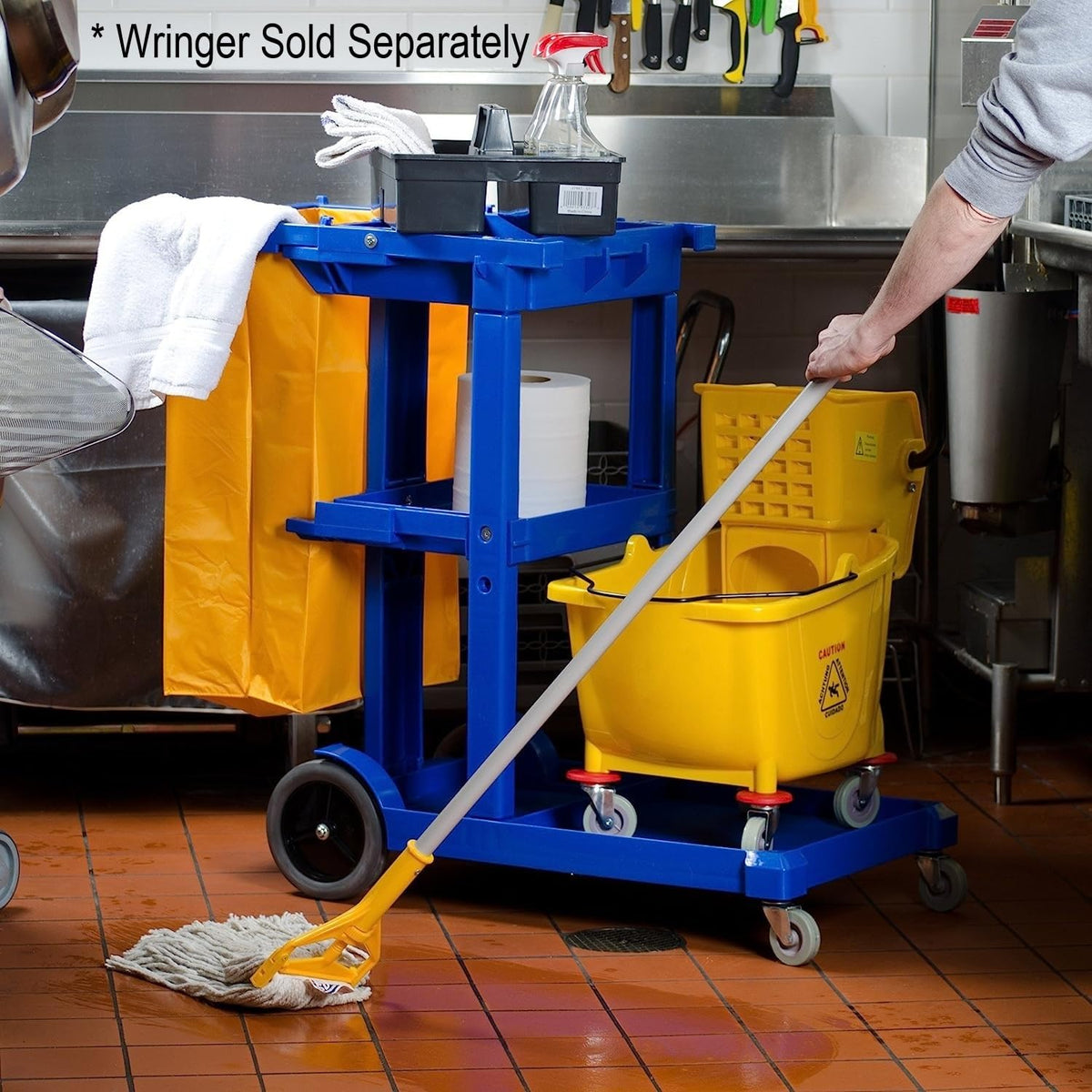 35 qt. Yellow Mop Bucket on Wheels D47573
