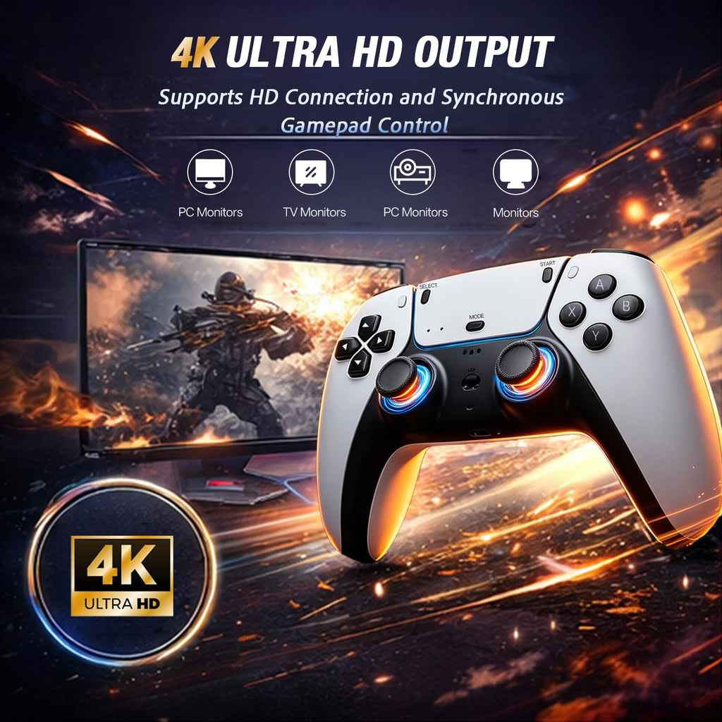 Wireless Retro Game Console with 4K Output and 2.4G Controllers 128GB V4139