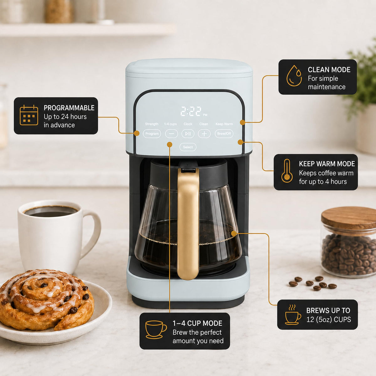 12-Cup Programmable Drip Coffee Maker E353158