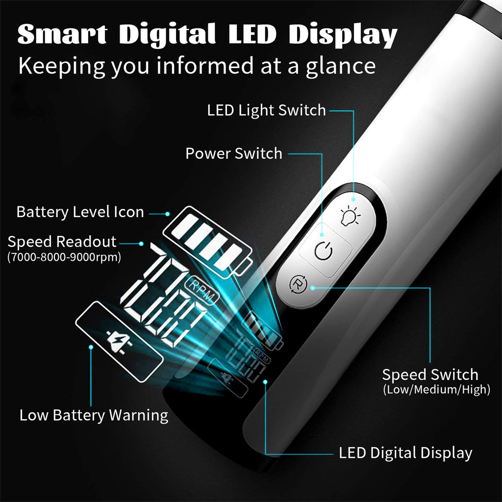 Quiet Dog Nail Grinder with 2 LED Light & 3-Speed D601
