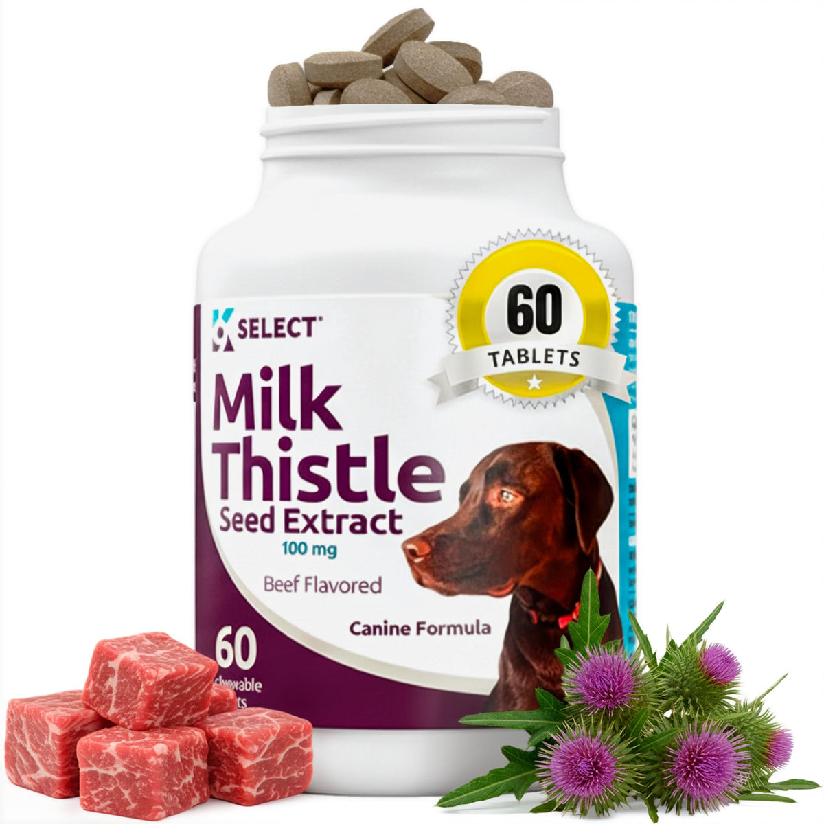 Milk Thistle Liver Support 60 Beef Chewable Tablets Z3611