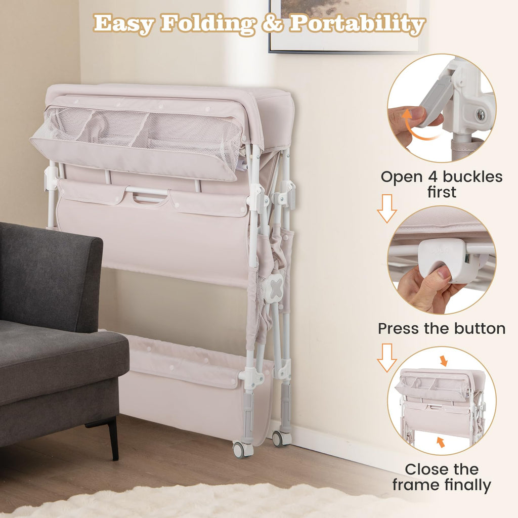 Portable Foldable Baby Changing Table with Wheels O35654