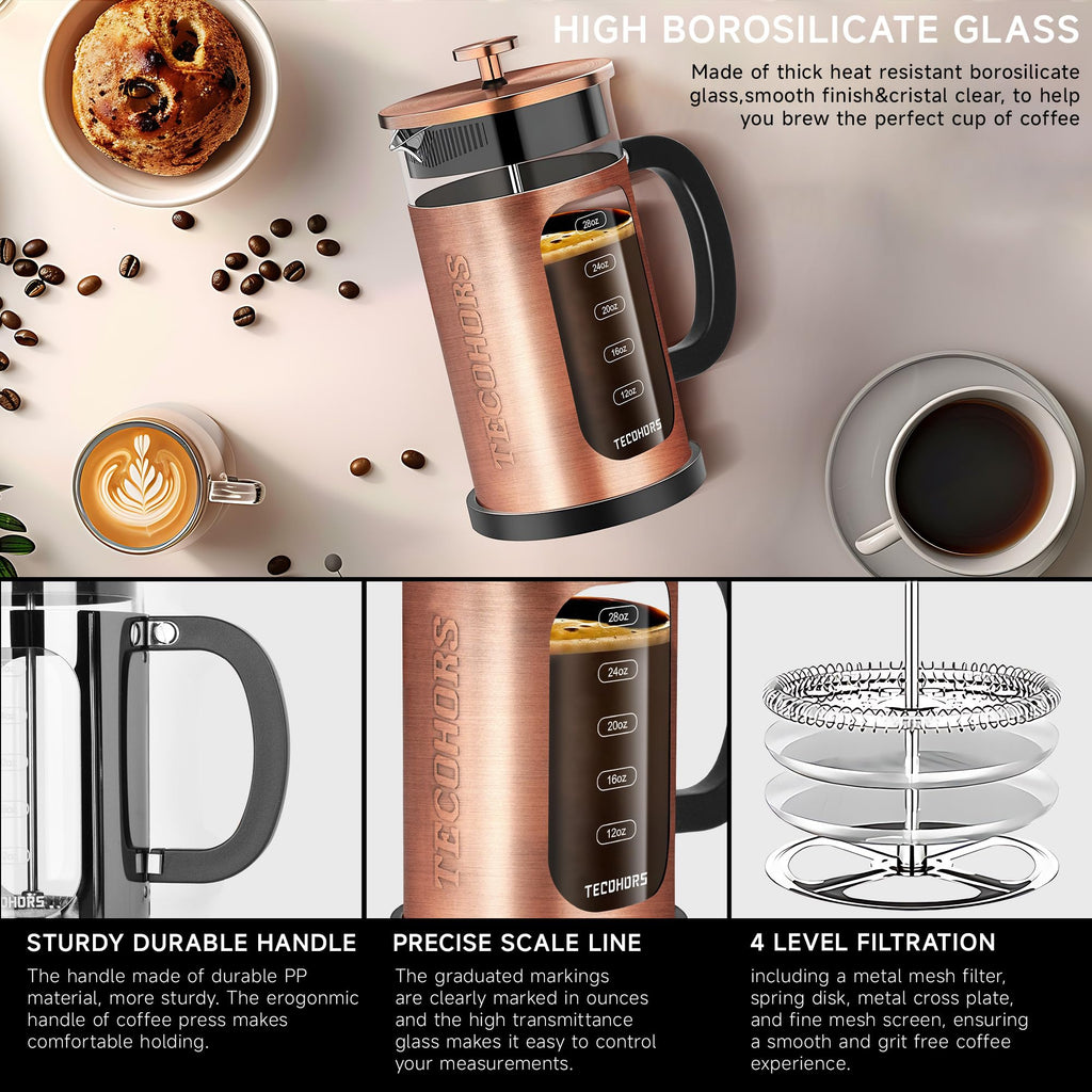 34oz Stainless Steel French Press Coffee Maker Y500846