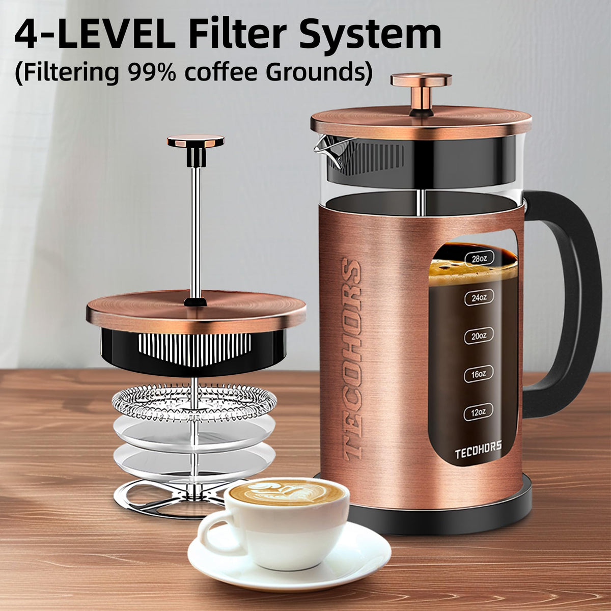 34oz Stainless Steel French Press Coffee Maker Y500846
