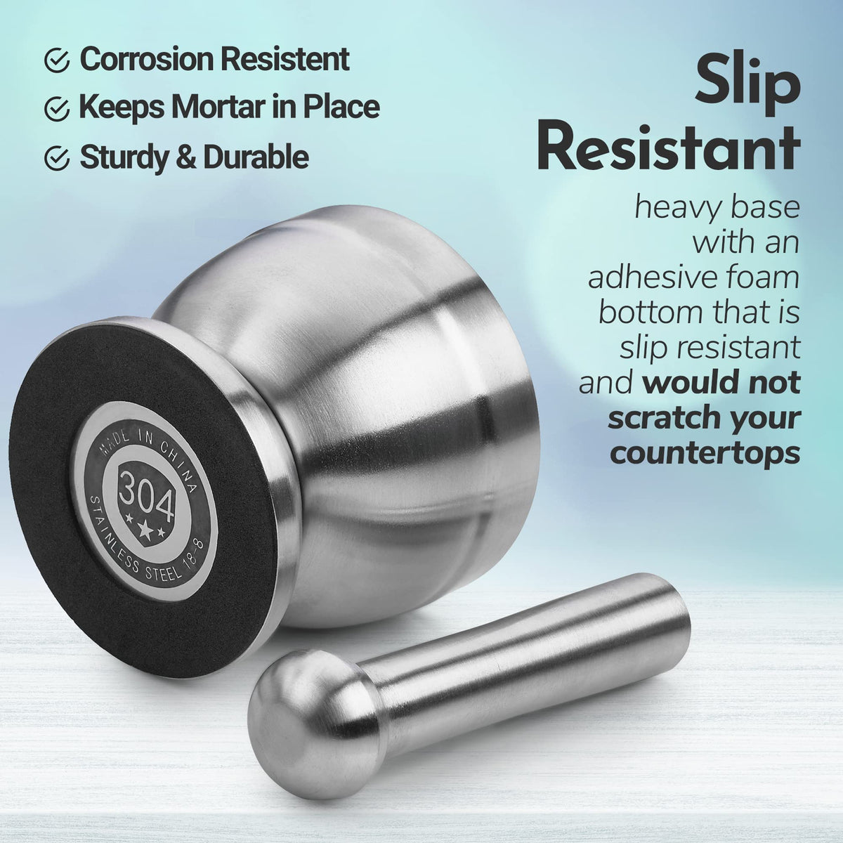 304 Food Grade Stainless Steel Mortar and Pestle Pill Crusher I471512
