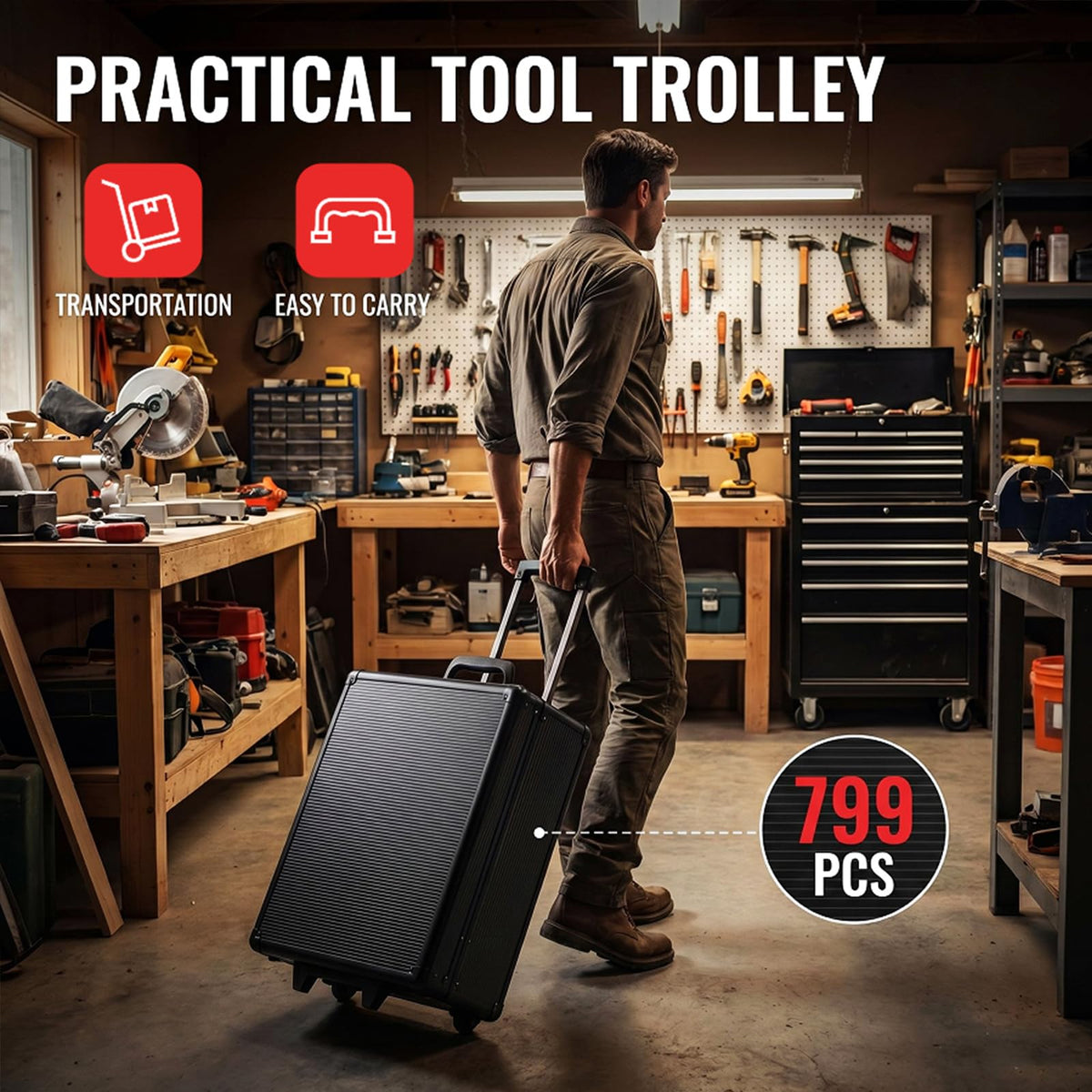 799-Piece Mechanic Tool Set with Rolling Tool Box B3934