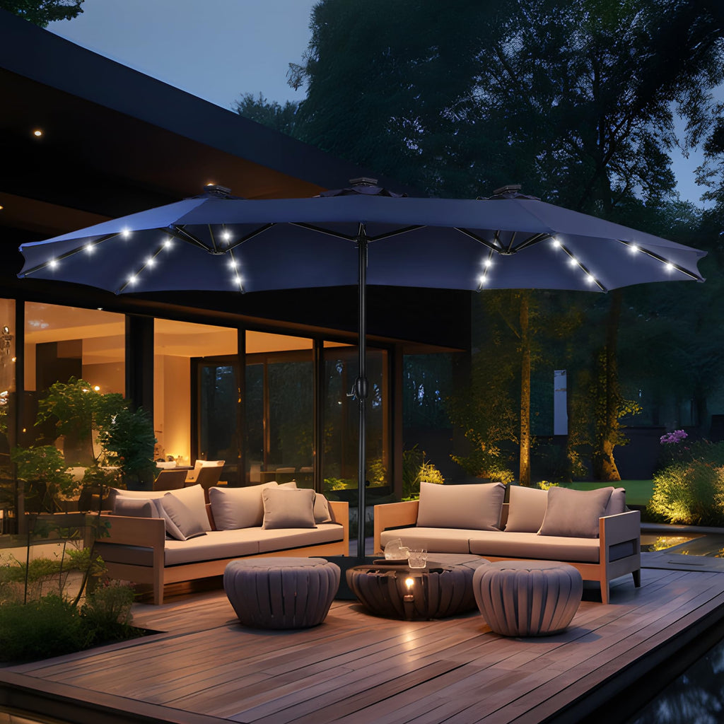 Navy Blue Double-Sided 15ft Patio Umbrella W673413