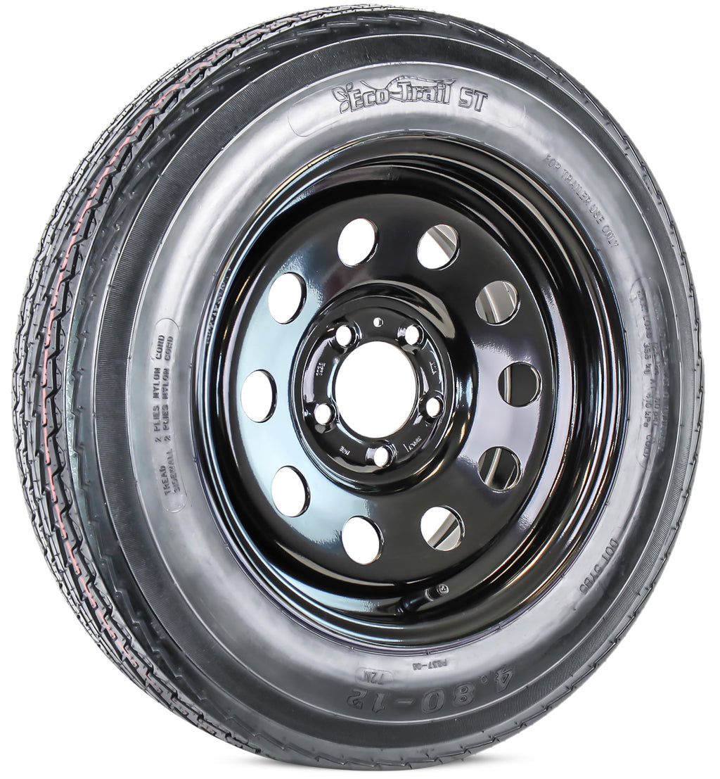 2-Pack Trailer Tire Rim Assembly 4.80-12 5 Lug Black V832