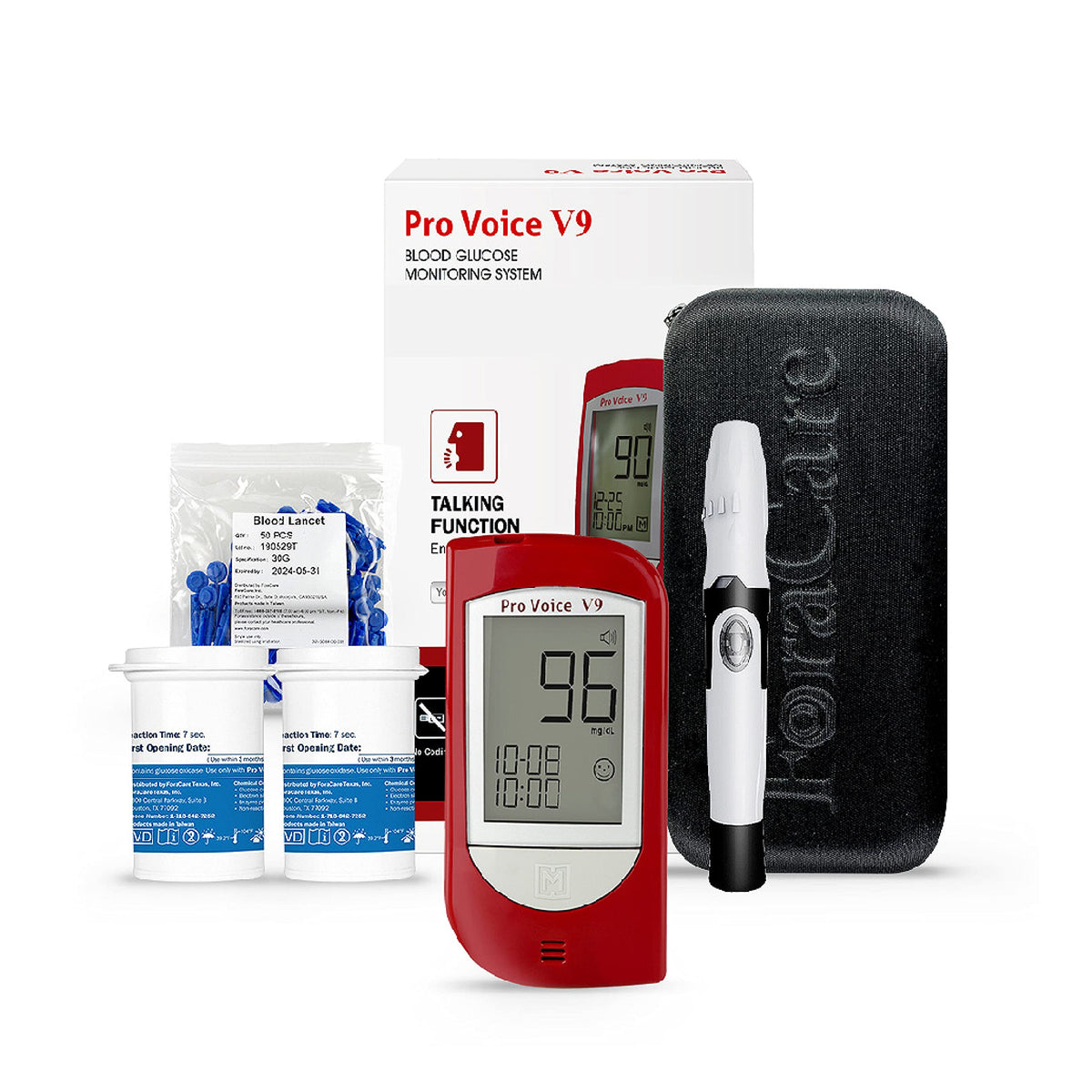Talking Glucometer Diabetes Testing Kit with 100 Test Strips and 100 Lancets N356