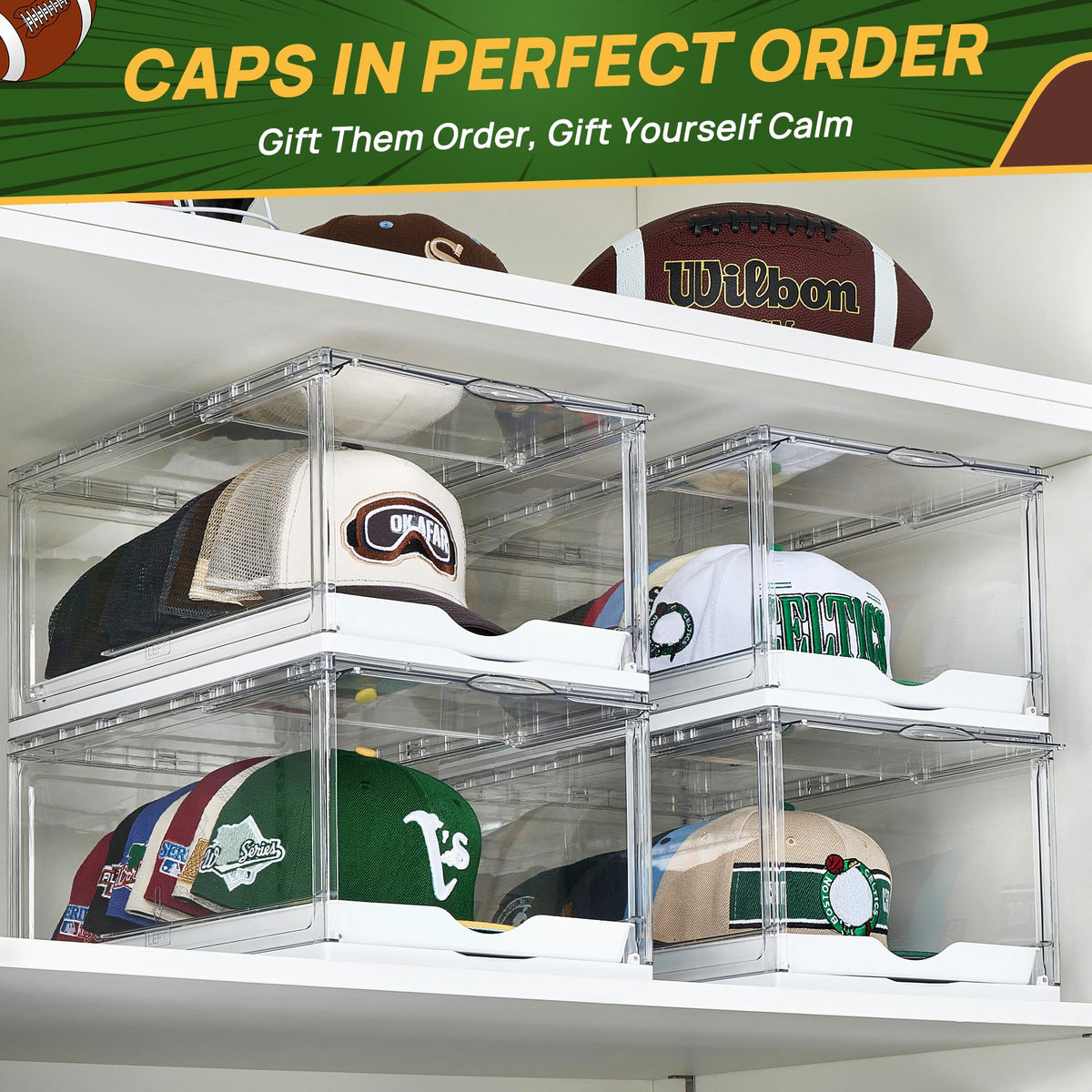 2 Pack Stackable Baseball Caps Organizer J556