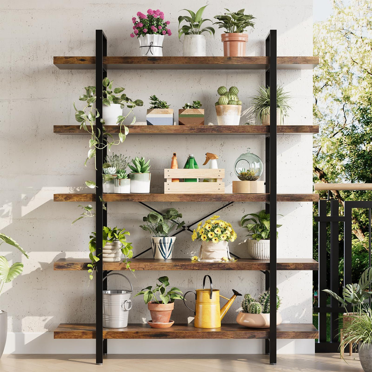 5 Tier Rustic Open Bookshelf C10724