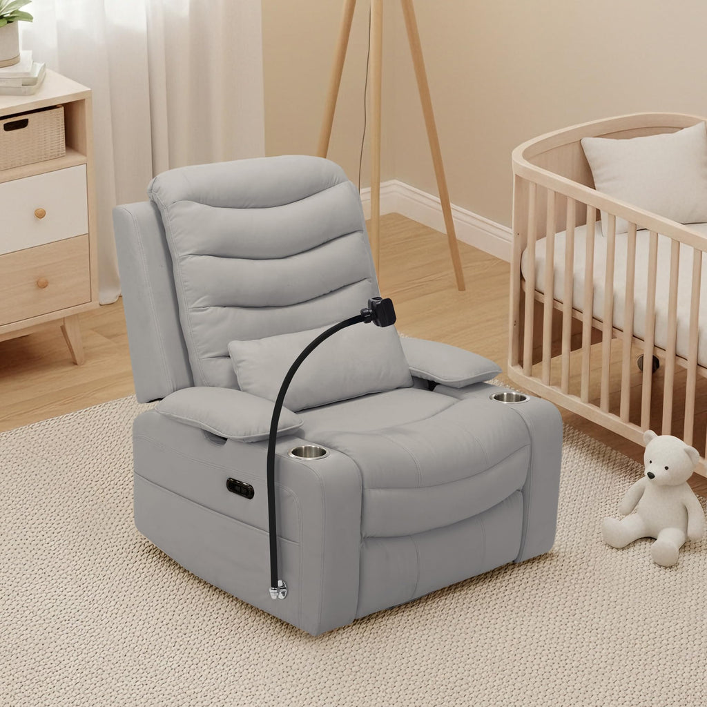 Grey Swivel Rocking Recliner D9637