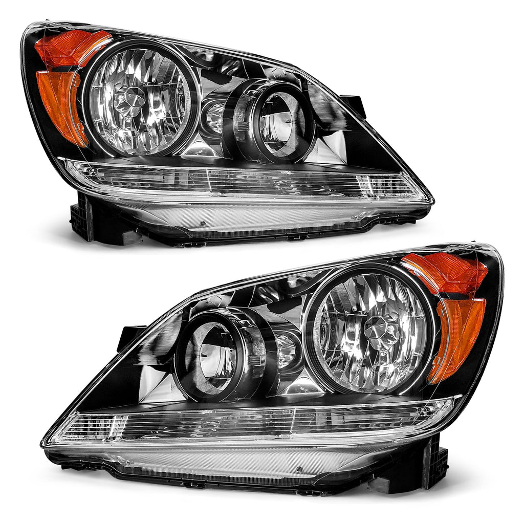 Black Housing Amber Reflector Headlight Assembly Pair G3986