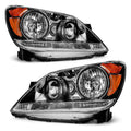 Black Housing Amber Reflector Headlight Assembly Pair G3986