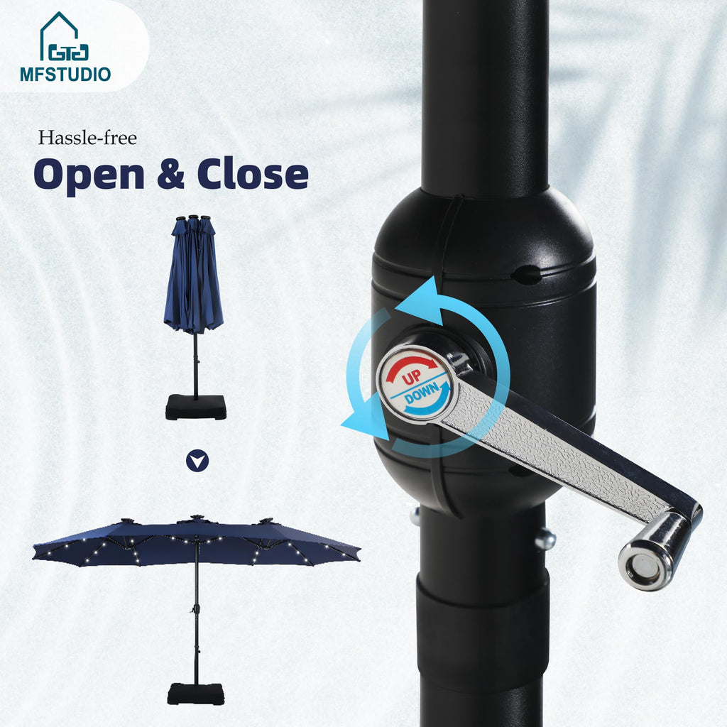 Navy Blue Double-Sided 15ft Patio Umbrella W673413