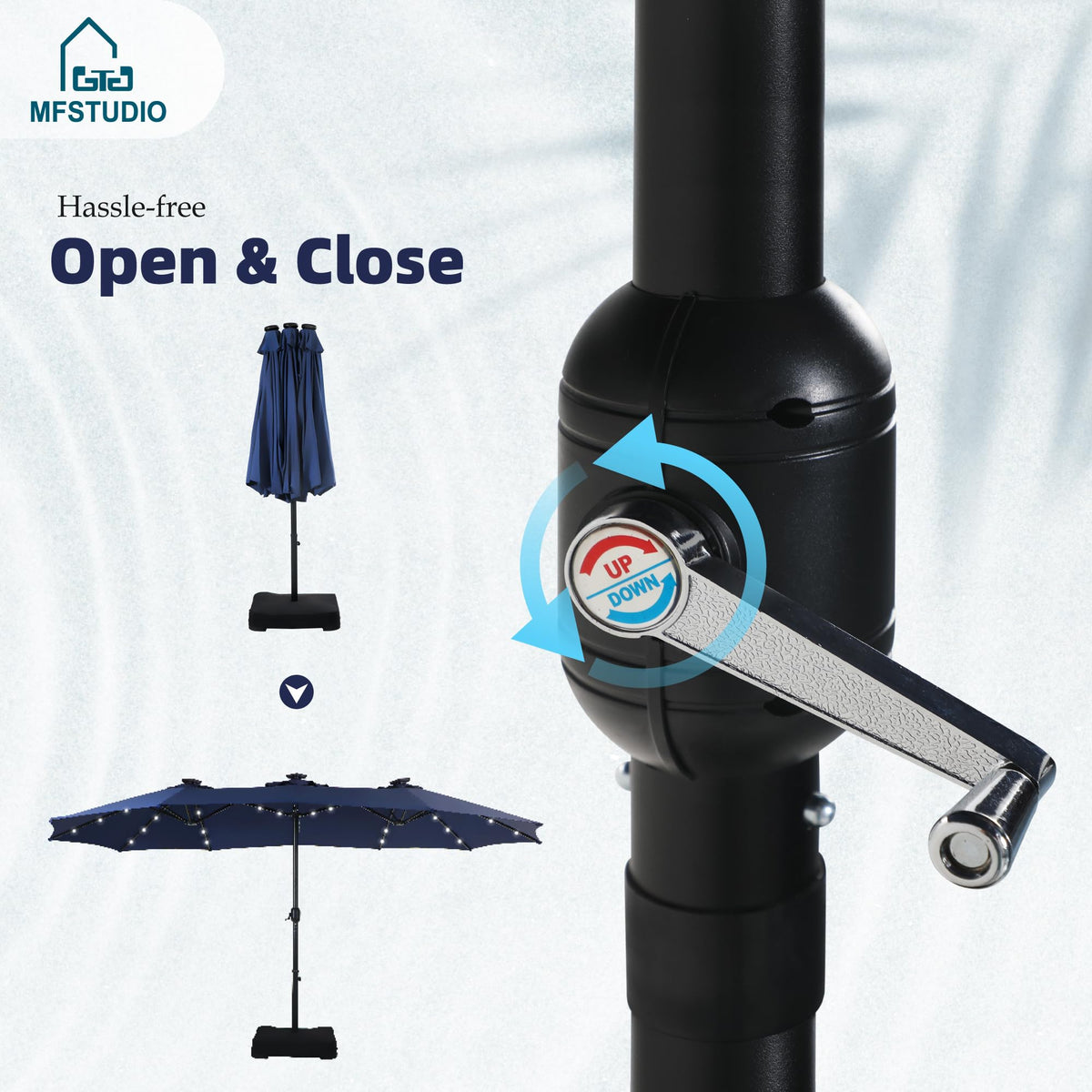 Navy Blue Double-Sided 15ft Patio Umbrella W673413