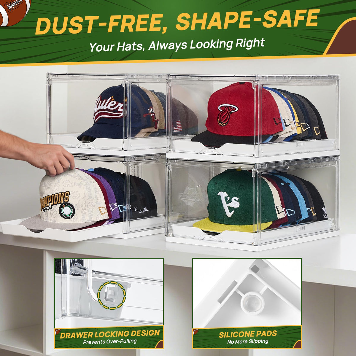 2 Pack Stackable Baseball Caps Organizer J556